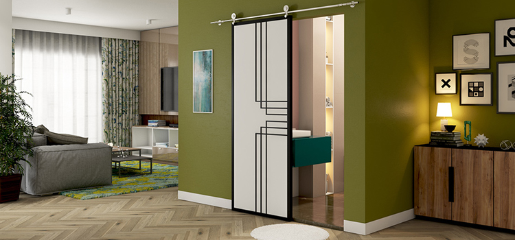 sliding bathroom door installation in Upland